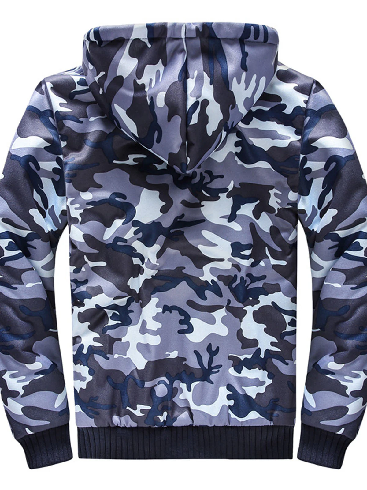 Man Casual Fleeced Hoodie Printed Coats - Image 5