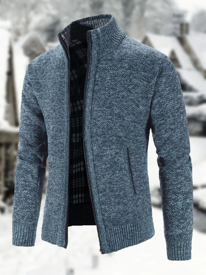 Stand Collar Long Sleeve Cotton Sweater