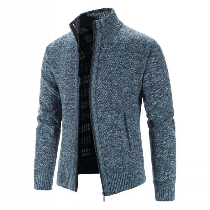 Stand Collar Long Sleeve Cotton Sweater - Image 2
