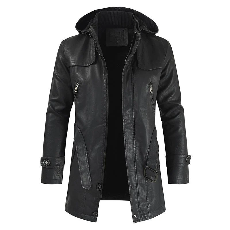 Hooded Leather Jacket - Image 6