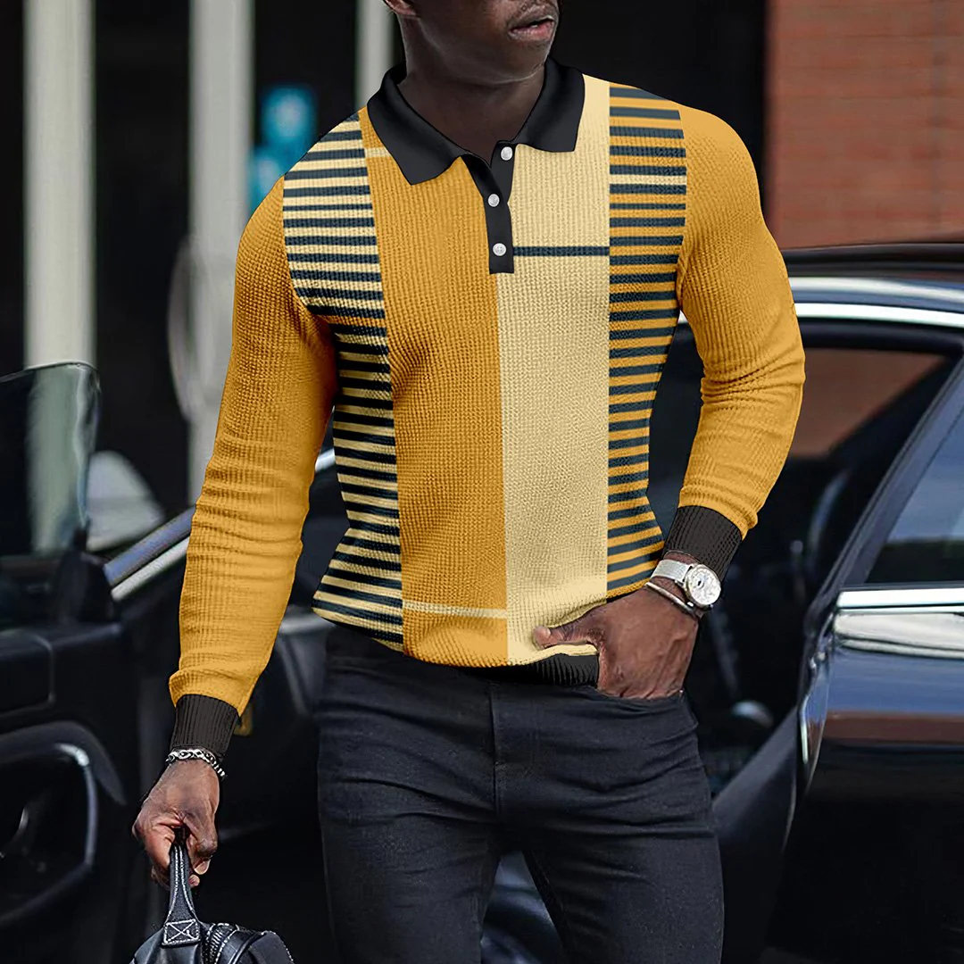 LONG SLEEVE RETRO FASHION CASUAL POLO SHIRT - Image 2