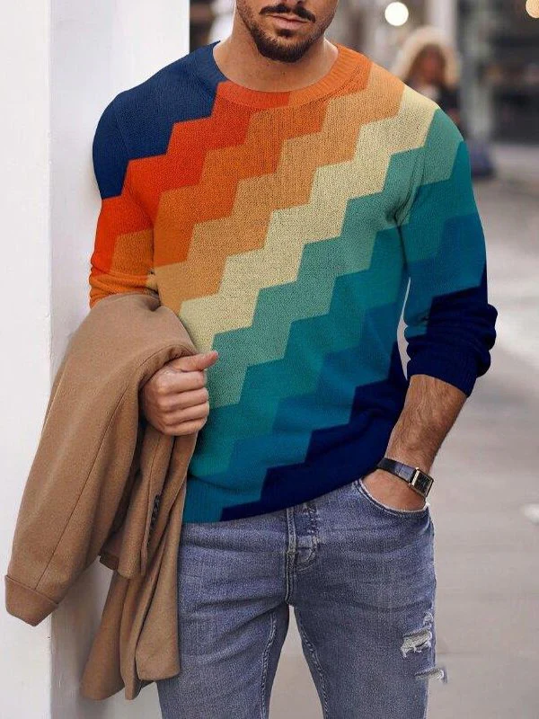 Long-sleeved geometric polo shirt - Image 4