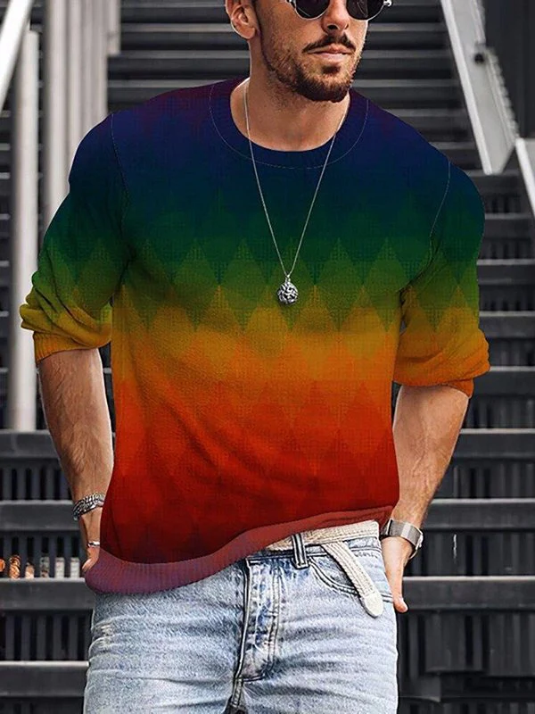 Long-sleeved geometric polo shirt - Image 5
