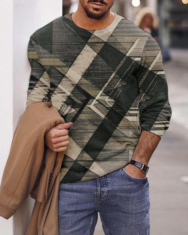 Long-sleeved geometric polo shirt - Image 7