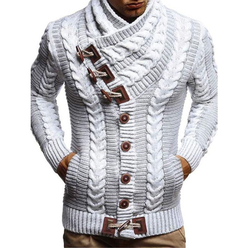 Men Two-tone Horn Button Sweater - Image 7