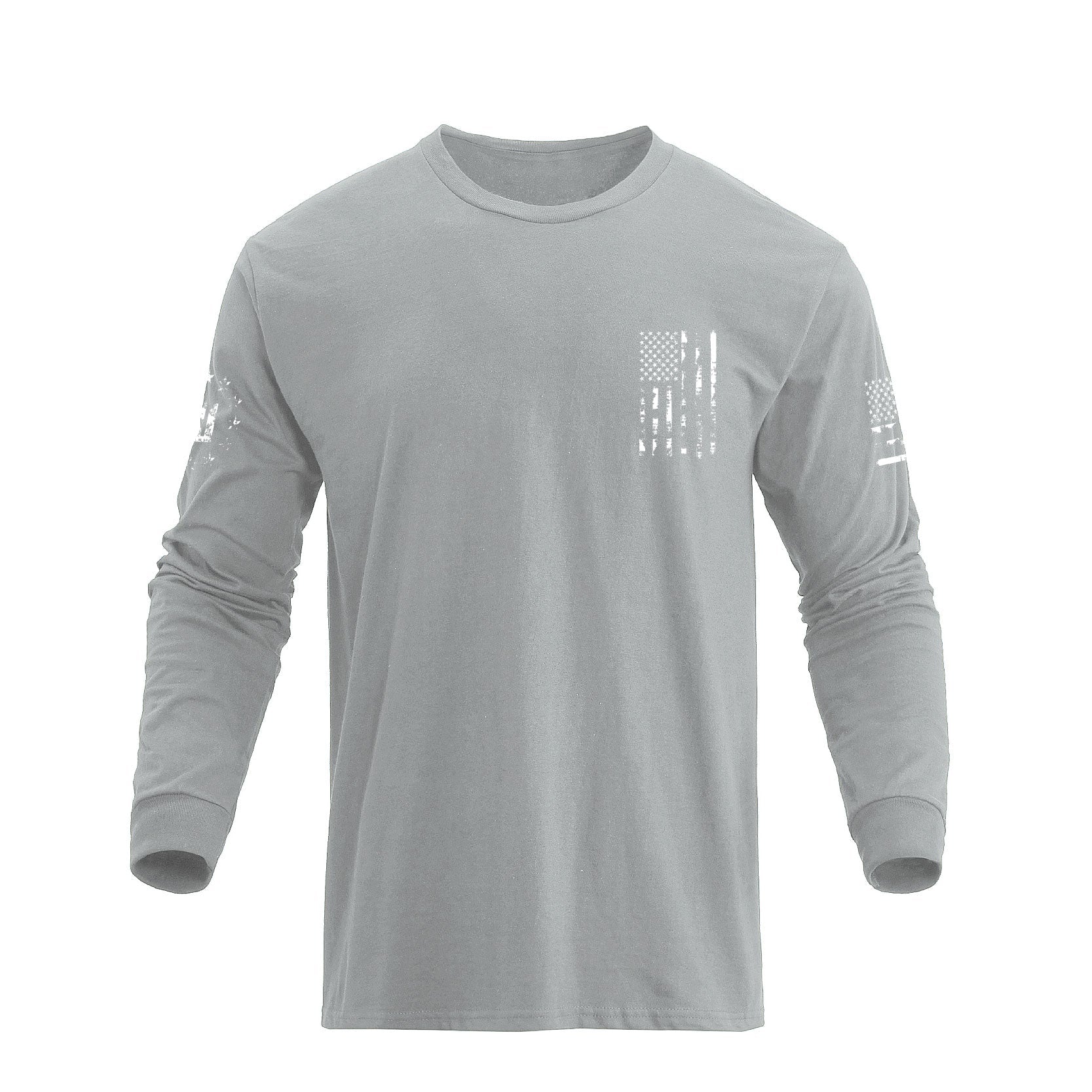 Men's 100% Cotton American Flag Cross Overlay Long Sleeve T-Shirts - Image 14