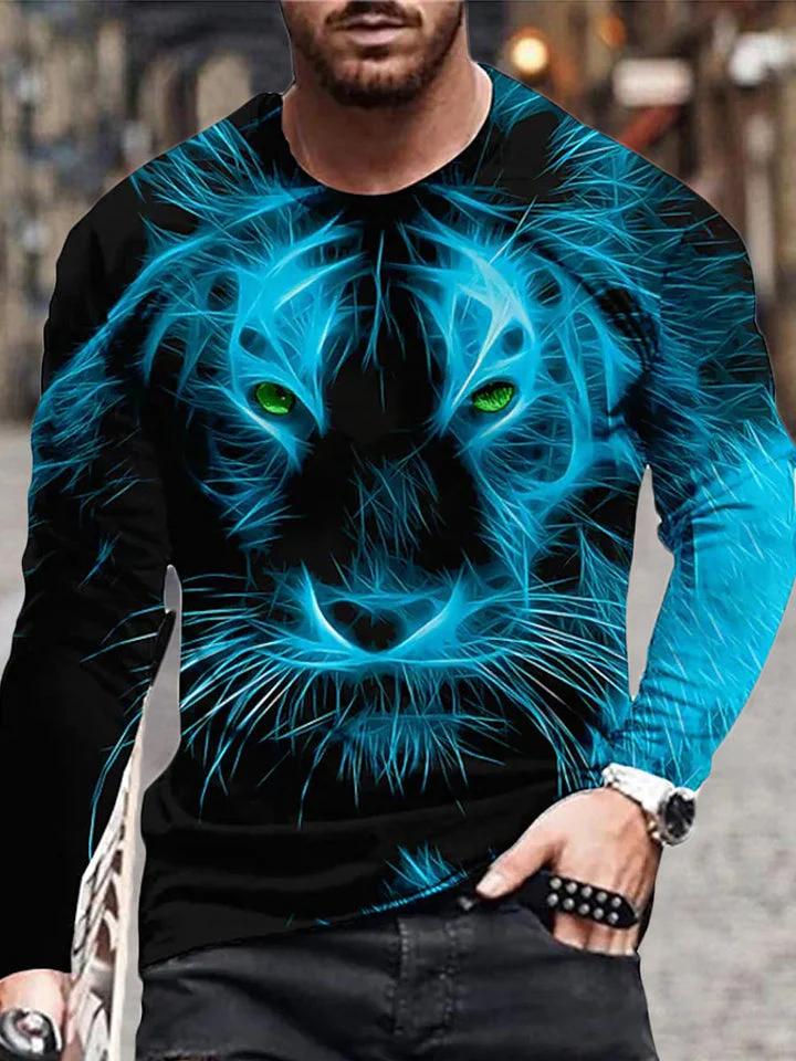 Men's 3D Print Pattern Crew Neck Long Sleeve Top - Image 2