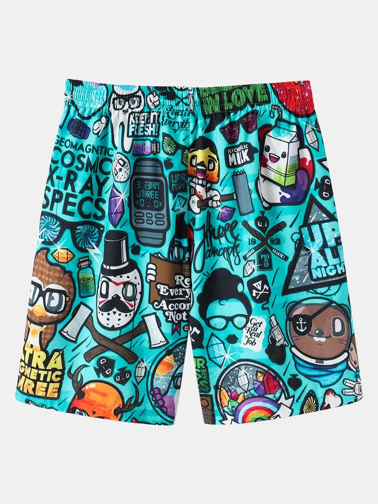 Mens Allover Funny Cartoon Print Loose Casual Two Pieces Outfits - Image 11