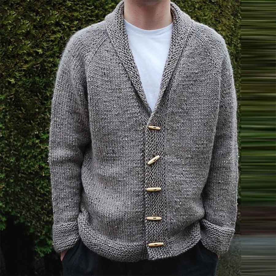 Men's Casual Long-Sleeved Knitted Cardigan Sweater Jacket