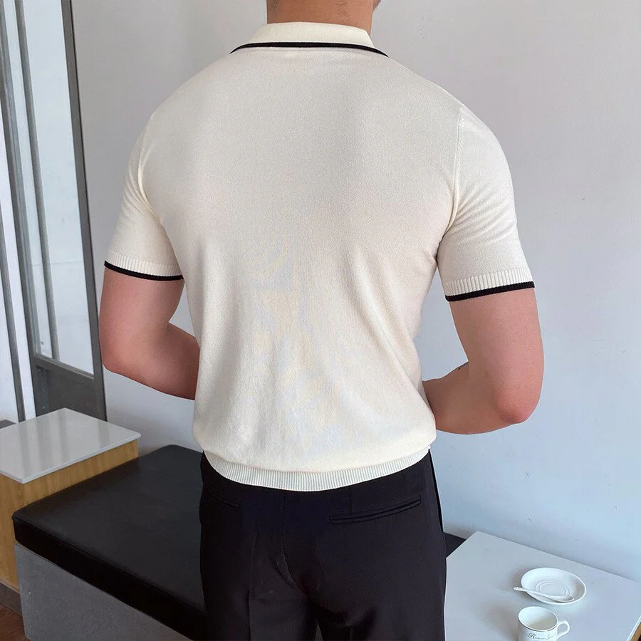 Men's Casual Striped Short Sleeve Knit T-Shirt - Image 3