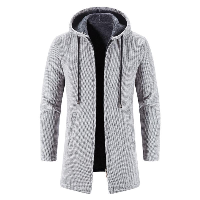Mens Hooded Cardigan Midi Coat - Image 2