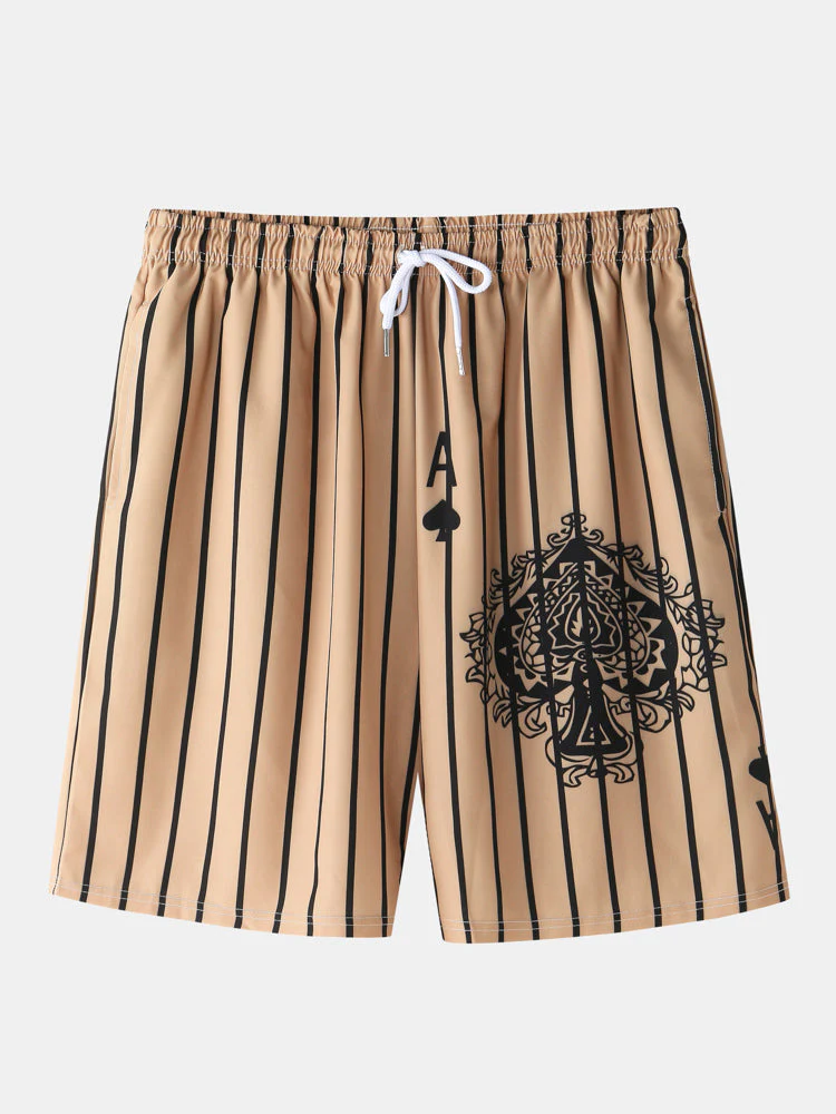 Mens Playing Card Pattern Patchwork Striped Shirt & Shorts Co-ords - Image 5