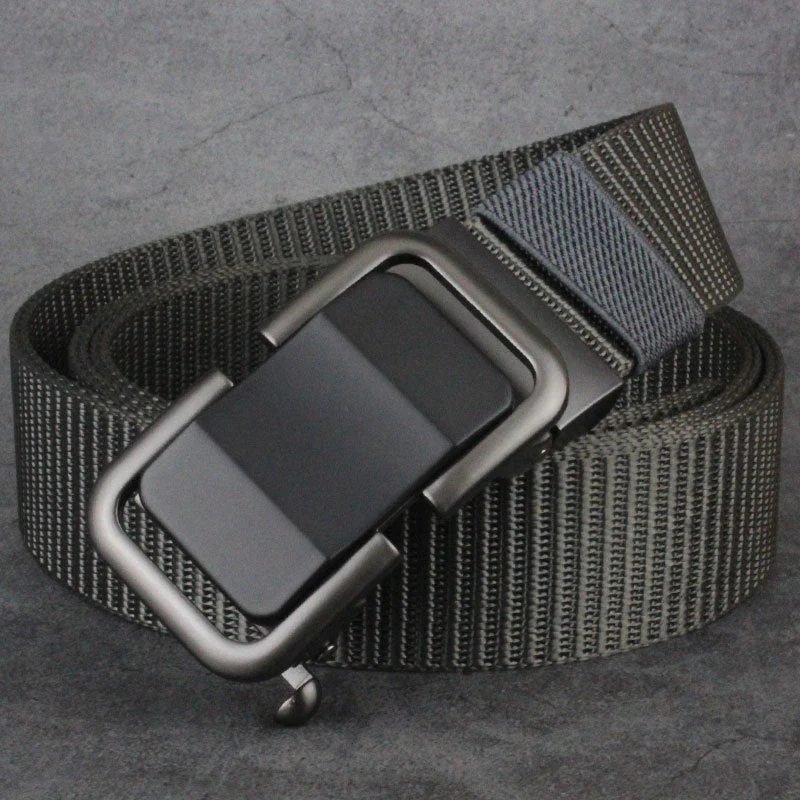 Men's Toothless Trendy Nylon Canvas Belt With Automatic Buckle Outdoor Casual Pants Belt - Image 6