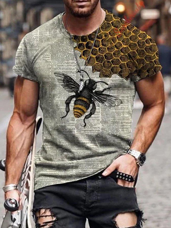Mens Trendy Bee Dictionary Page Print Crew Neck Short Sleeve T-Shirt - Image 5