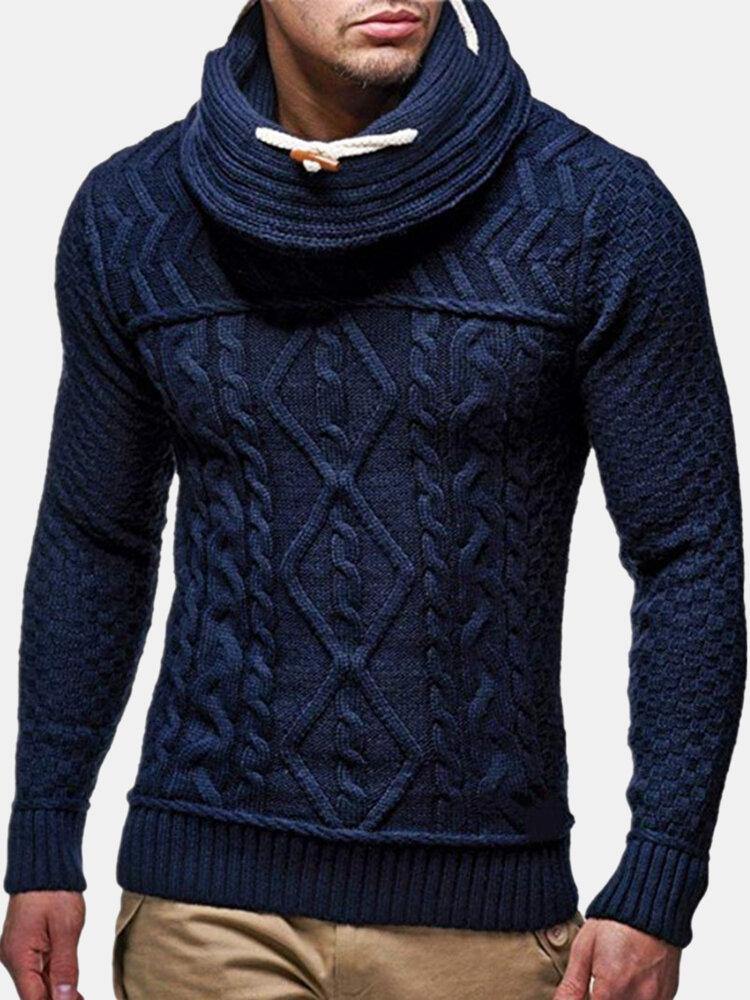 Mens Turtleneck Cable Warm Long Sleeve Knitted Sweaters - Image 17