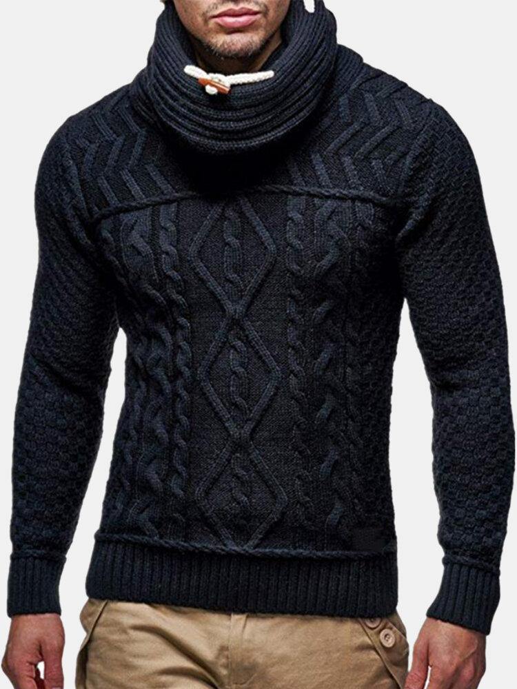 Mens Turtleneck Cable Warm Long Sleeve Knitted Sweaters - Image 5