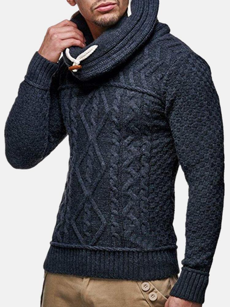 Mens Turtleneck Cable Warm Long Sleeve Knitted Sweaters - Image 6