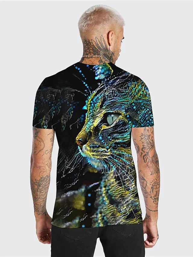 Men's Unisex T shirt 3D Print Graphic Prints Animal Crew Neck Daily Holiday Print Short Sleeve Tops Casual Designer Big and Tall Blue / Summer - Image 2