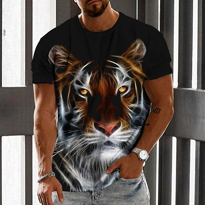 Men's Unisex T shirt 3D Print Graphic Prints Tiger Crew Neck Daily Hol
