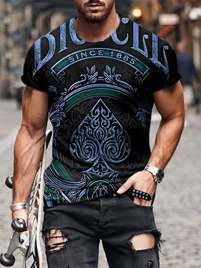 Men's 3D Print Graphic Prints Poker Print Short Sleeve Daily Tops - Image 3