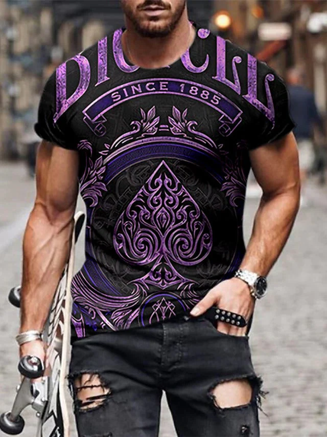 Men's 3D Print Graphic Prints Poker Print Short Sleeve Daily Tops - Image 4