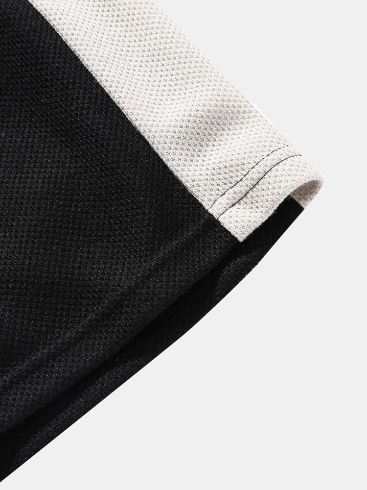 Mens Waffle Knit Color Block Patchwork Loose Short Sleeve Hooded Two Pieces Outfits SKUI05044 - Image 6