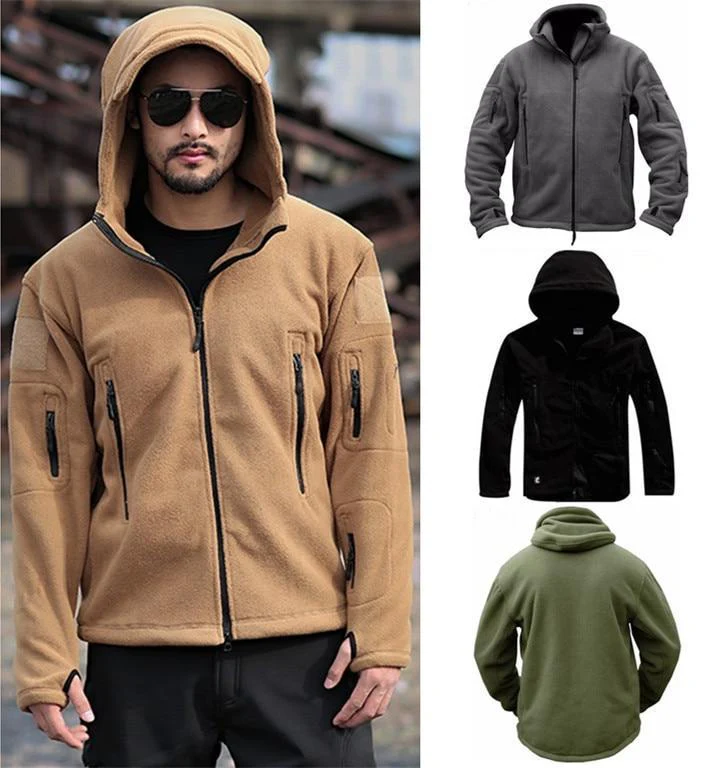 Military Fleece Tactical Jacket Solid Casual Hooded Jacket Army Zipper Coat Outdoor Thermal Ventilation Sports Polar Clothes - Image 7