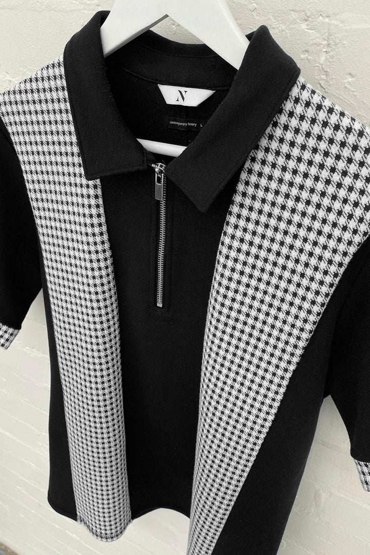 Portman Check Panel Polo Navy - Image 8