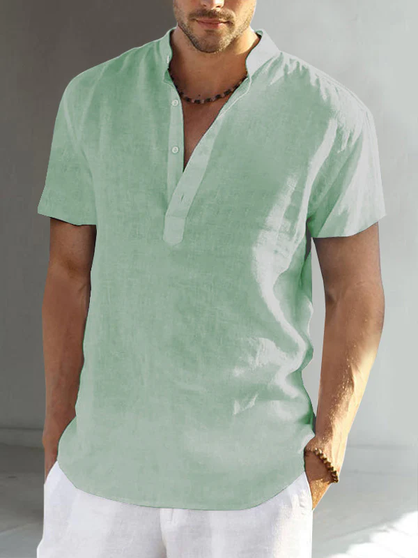 Pre-sale cotton linen men's short sleeve casual shirt - Image 6