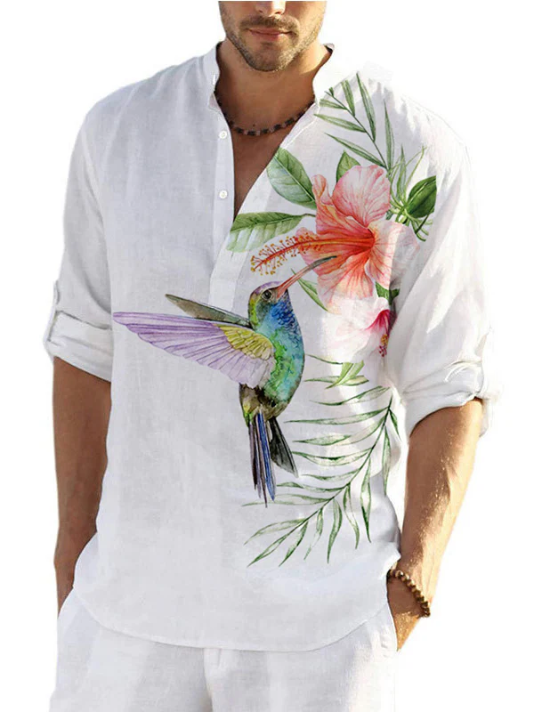 Pre-sale Floral & Bird Men's Casual Shirt - Image 2