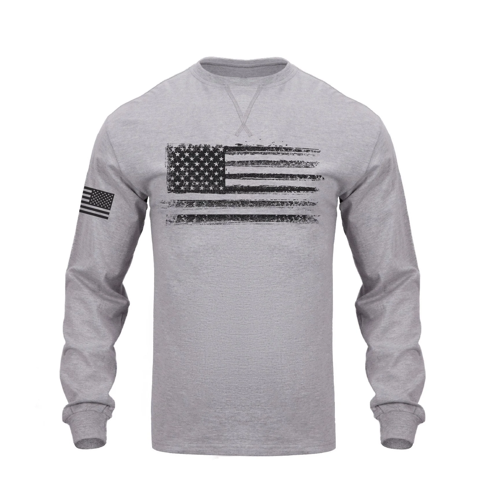 Men's 100% Cotton Patriotic American Flag Graphic Crewneck Long Sleeve T-shirts - Image 5