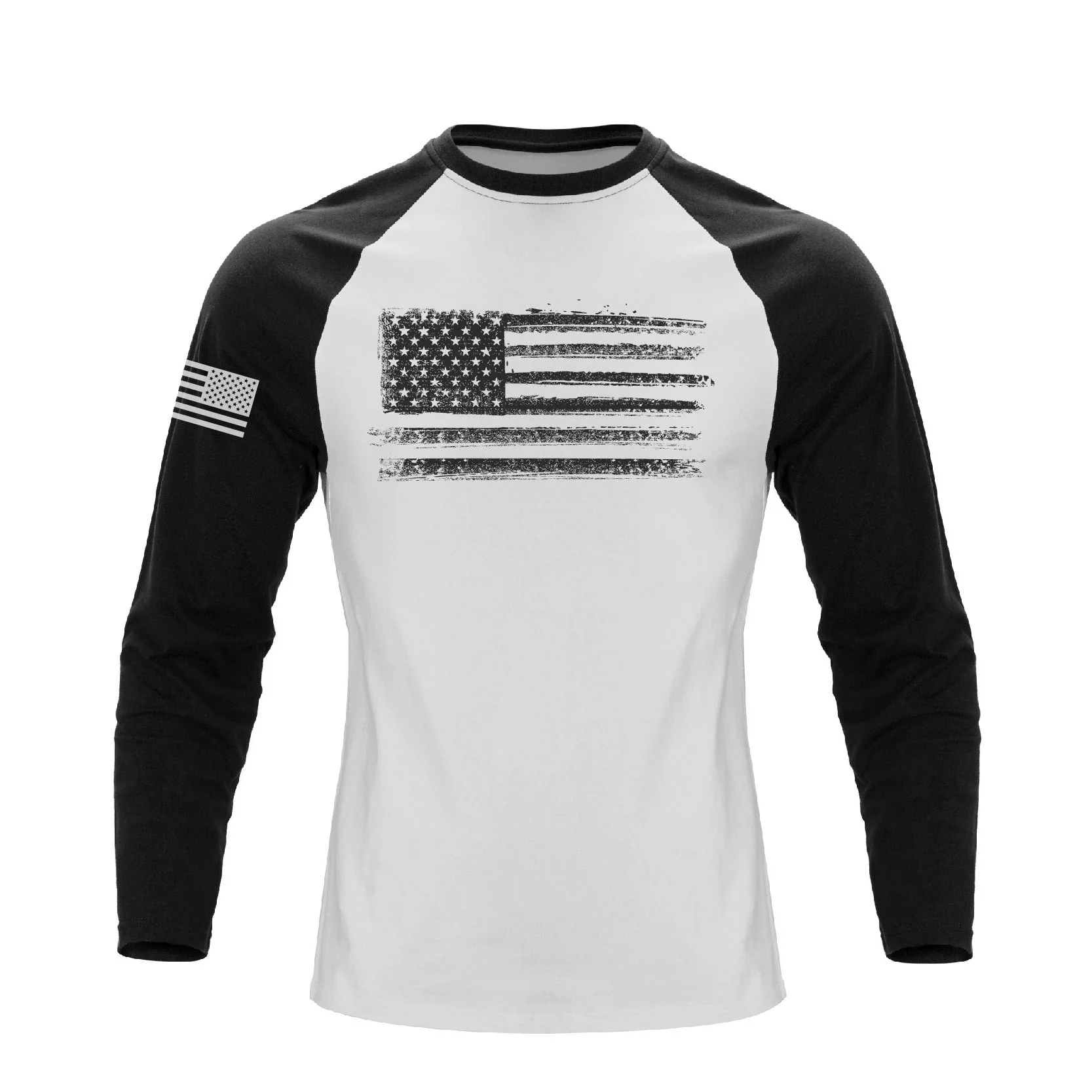 Men's Patriotic American Flag Raglan Sleeve Long Sleeve T-shirts - Image 3