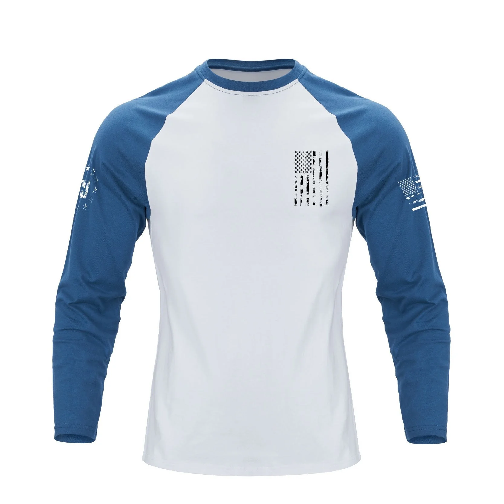 Men's 100% Cotton American Flag with Cross Raglan Sleeve Long Sleeve Graphic T-shirts - Image 3