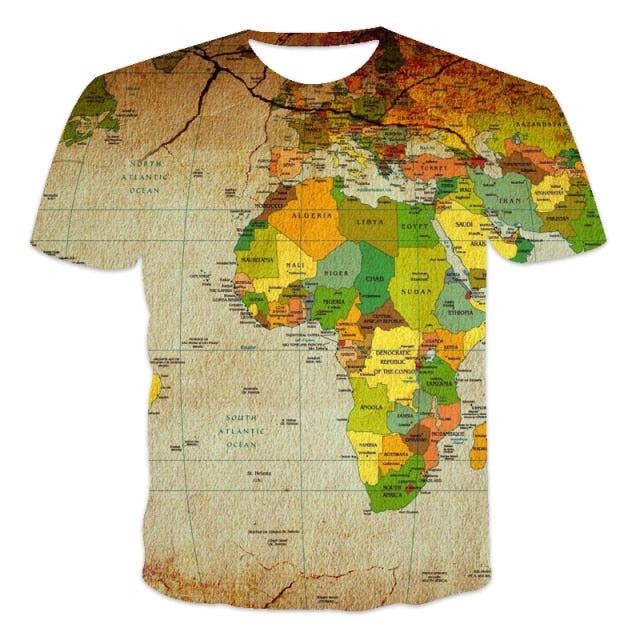 Street map pattern men's T-shirt retro trend new clothing VersatileStreet map pattern men's T-shirt retro trend new clothing Versatile - Image 4