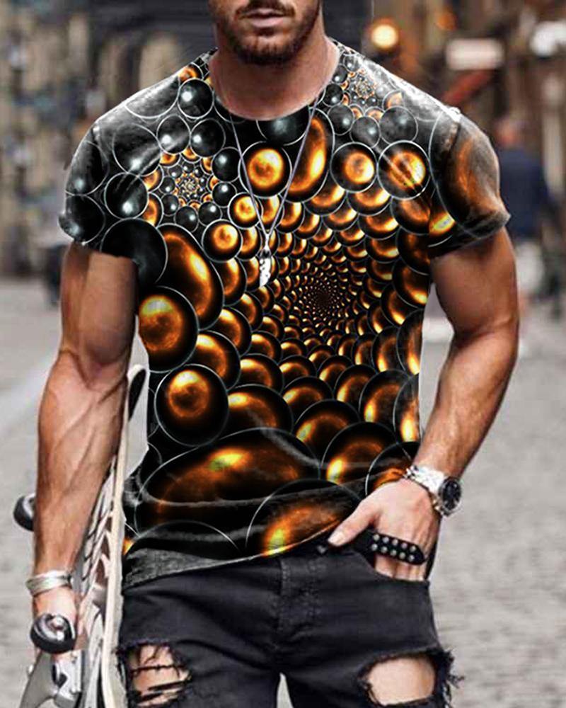 Street Style Metal Ball Spinning Pattern Casual T-shirt - Image 2