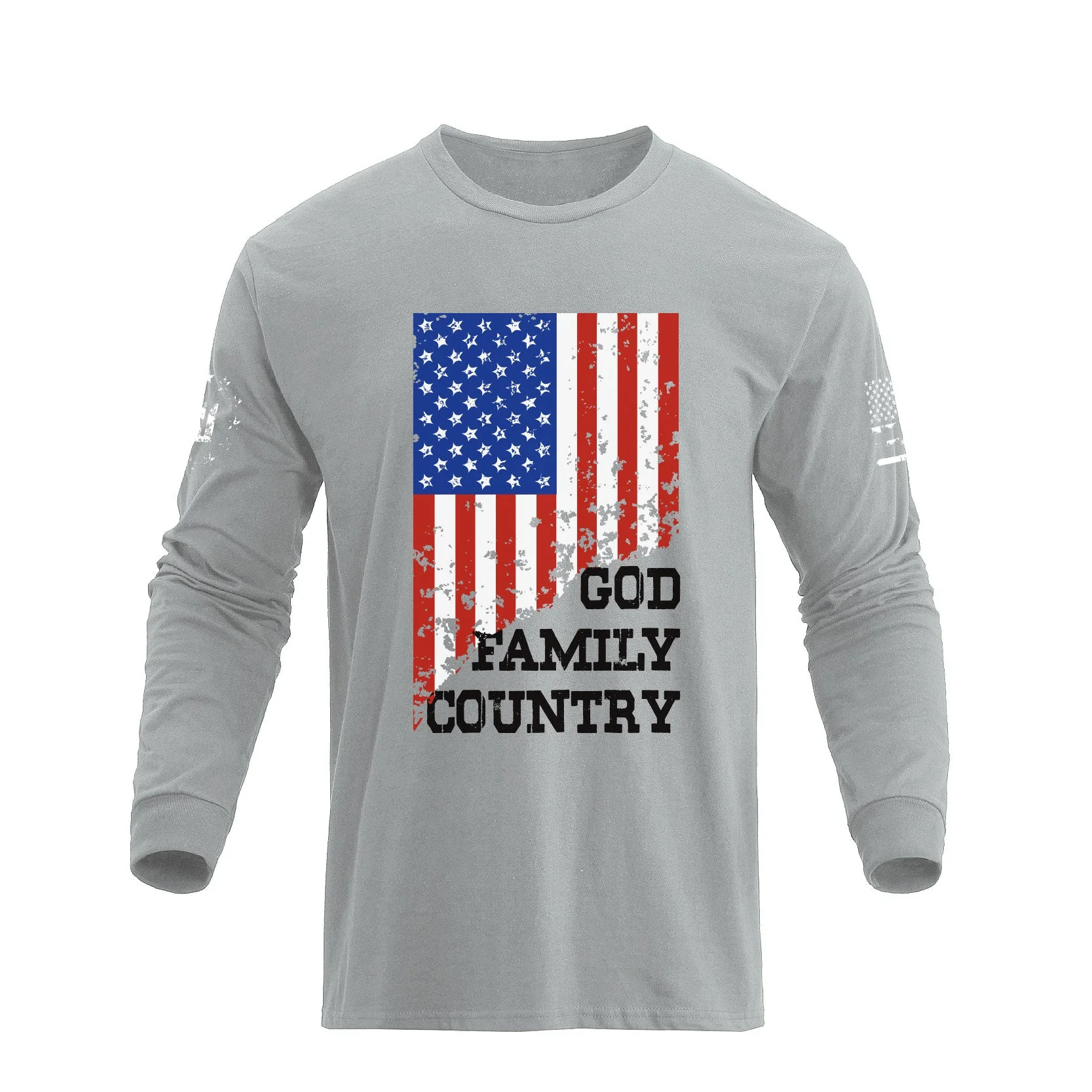 Men's 100% Cotton Patriotic American Flag GFC Graphic Midweight Long Sleeve T-shirts - Image 13