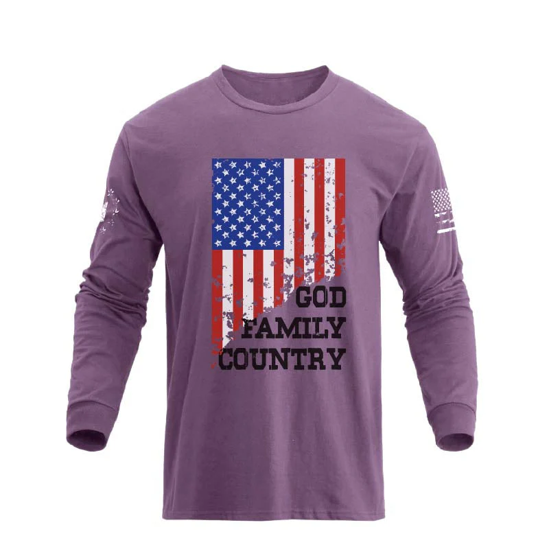 Men's 100% Cotton Patriotic American Flag GFC Graphic Midweight Long Sleeve T-shirts - Image 23