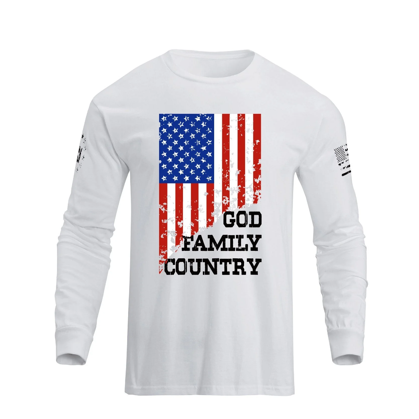 Men's 100% Cotton Patriotic American Flag GFC Graphic Midweight Long Sleeve T-shirts - Image 3