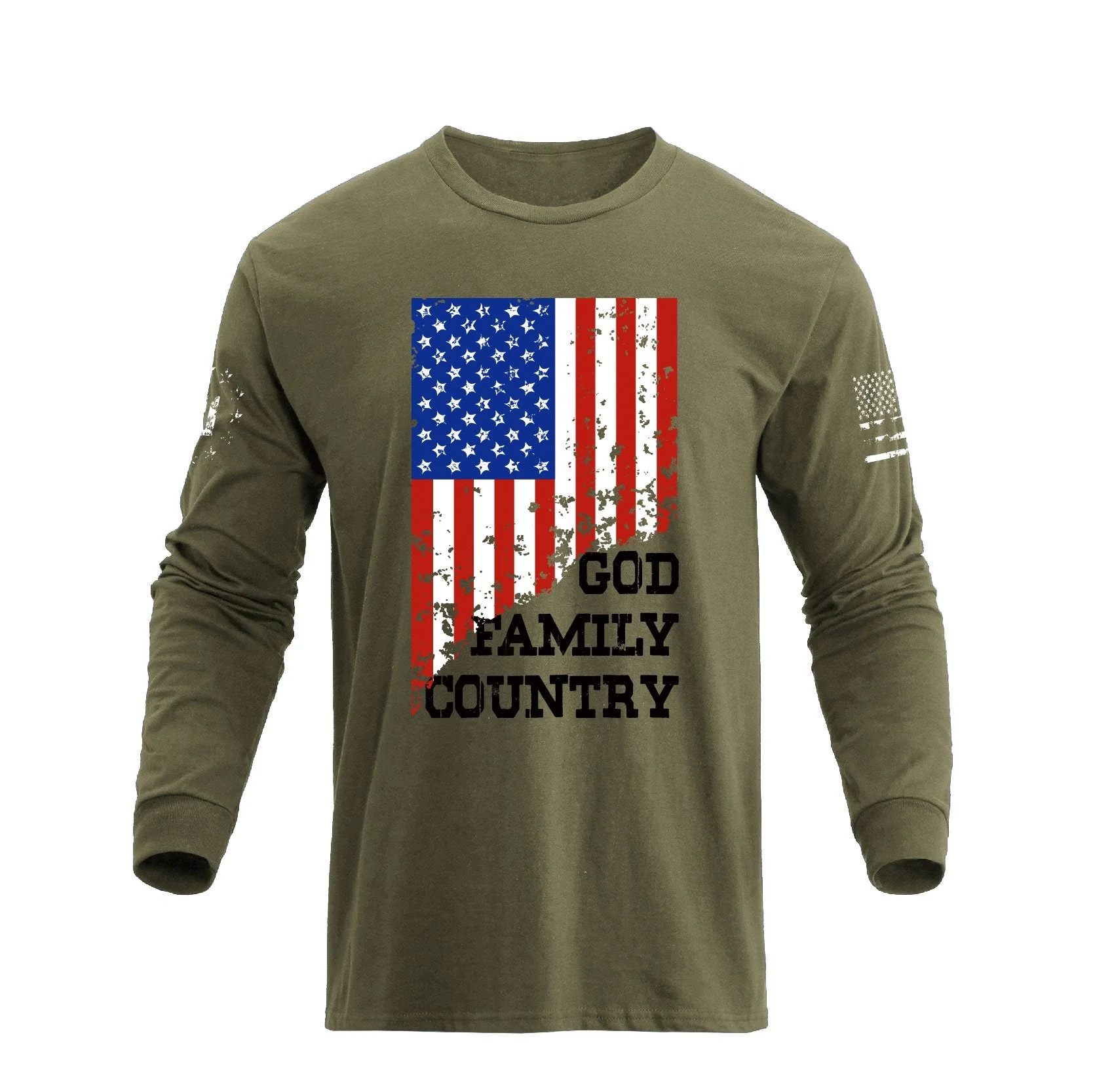 Men's 100% Cotton Patriotic American Flag GFC Graphic Midweight Long Sleeve T-shirts - Image 5