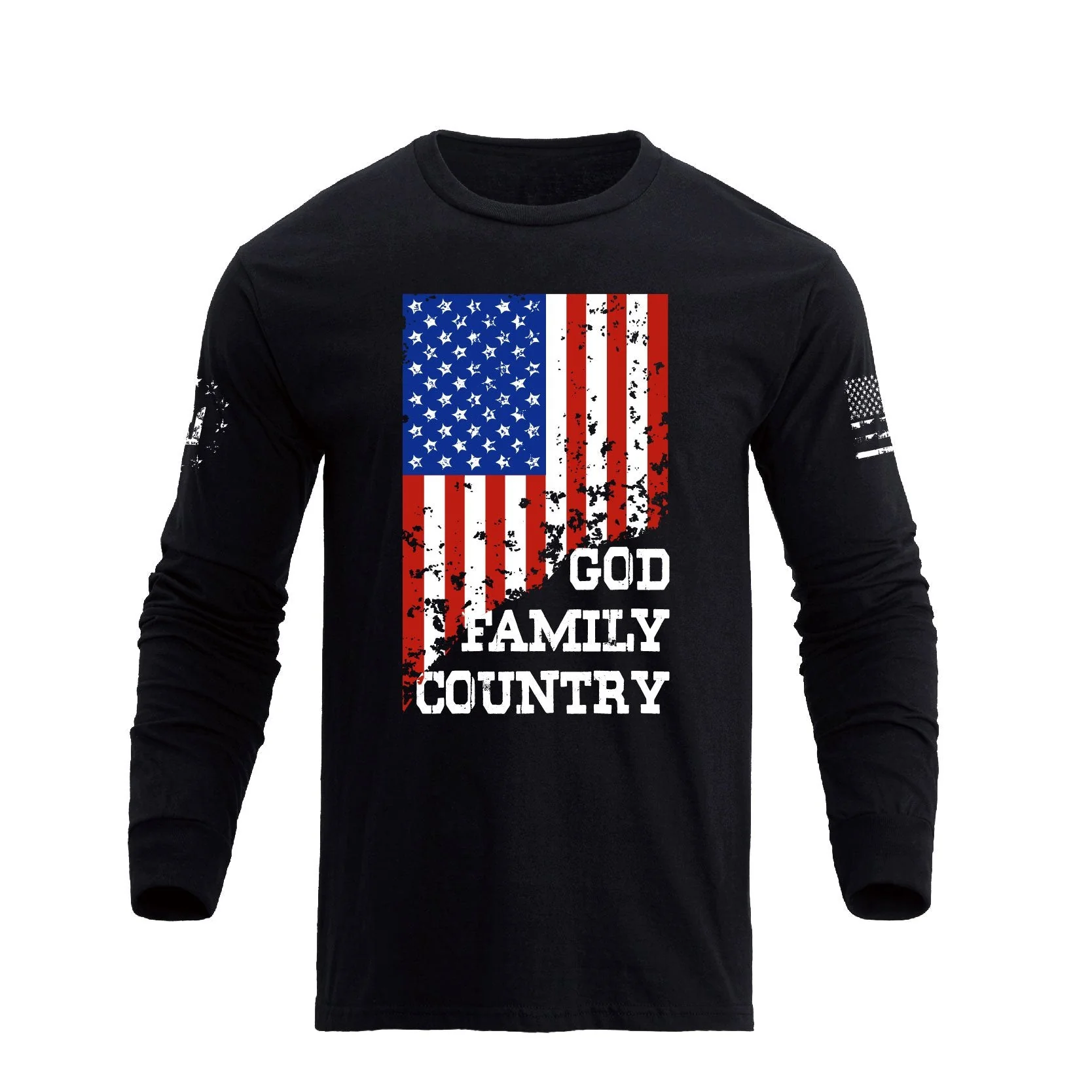 Men's 100% Cotton Patriotic American Flag GFC Graphic Midweight Long Sleeve T-shirts - Image 7