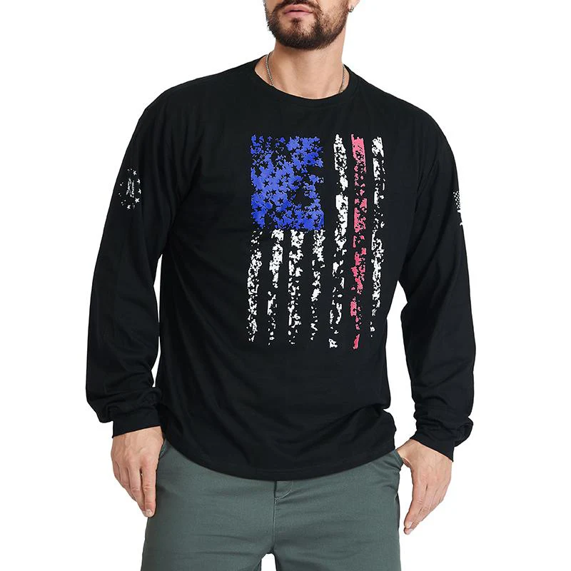 Men's American Flag Shield Graphic Long Sleeve T-Shirt - Image 13