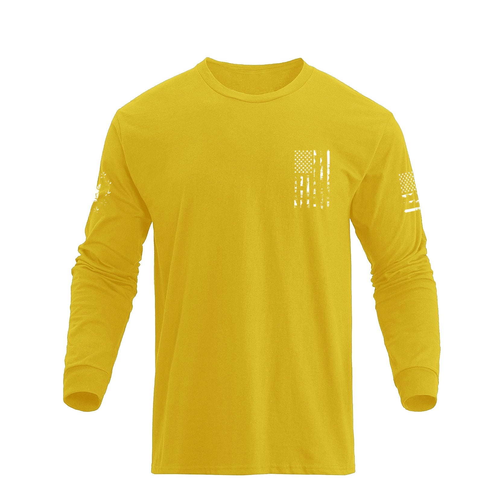 Men's 100% Cotton American Flag Cross Overlay Long Sleeve T-Shirt - Image 12