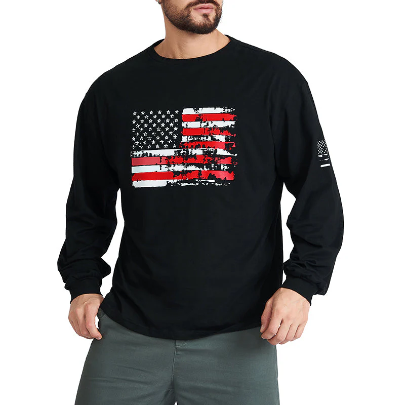 Men's American Flag Graphic Long Sleeve T-Shirt - Image 2