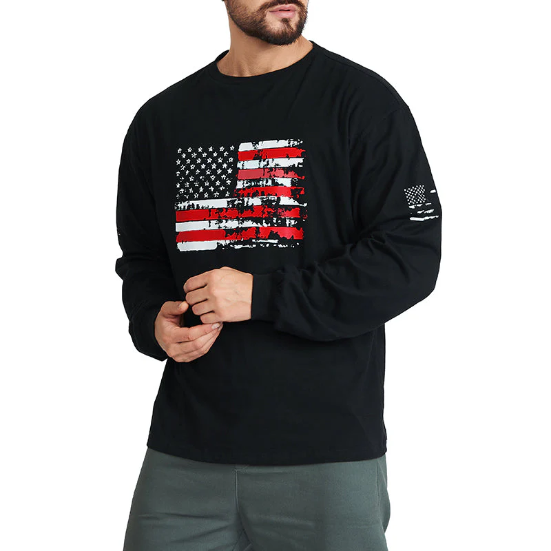 Men's American Flag Graphic Long Sleeve T-Shirt - Image 6
