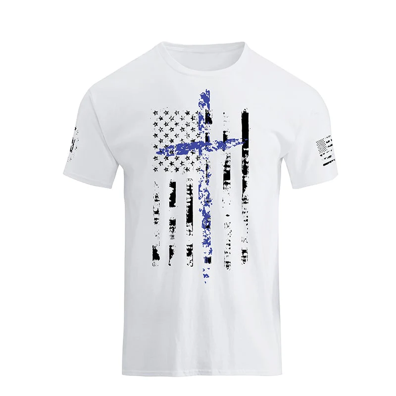 Men's American Flag Cross Overlay Graphic T-Shirt