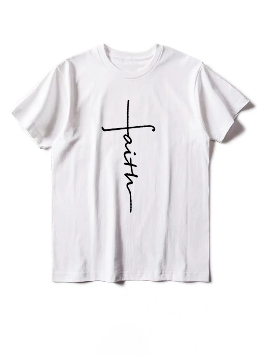Trendy Short Sleeve Cross Print T-shirt Black T-shirt - Image 4