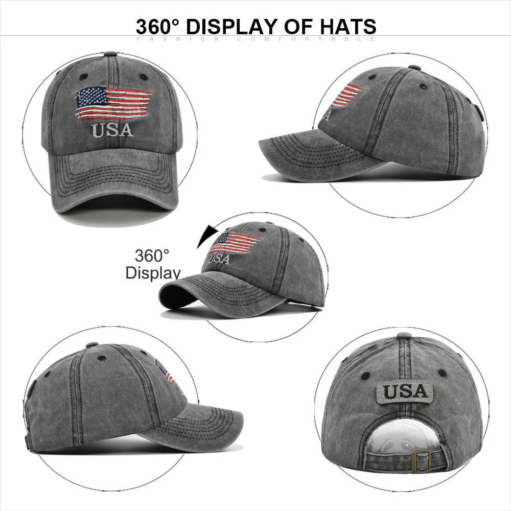 Wash To Wash Old Patriot Baseball Cap Embroidered Duck Cap A Embroidery Baseball Cap - Image 2