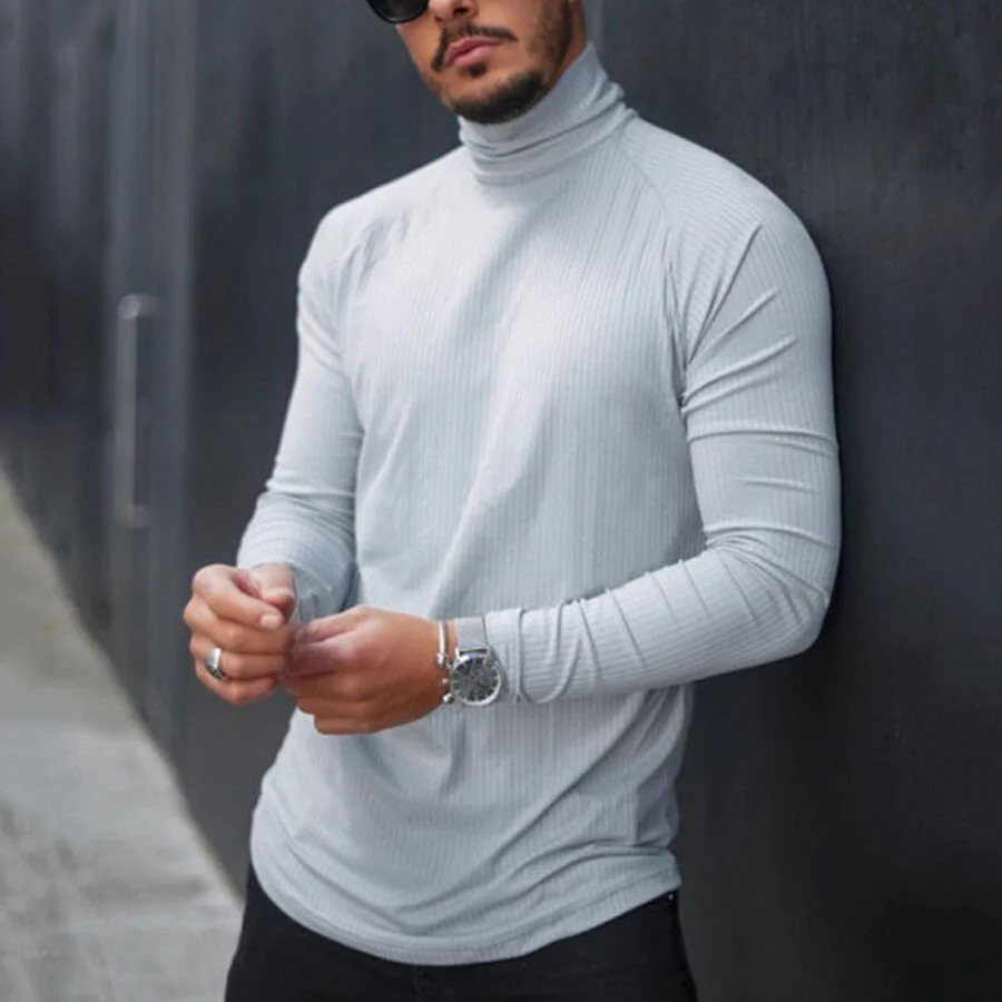 White Stripes High-Necked Warm Top
