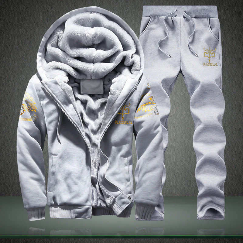 men's winter  jogging pants and jacket set sport  running hiking suits - Image 4